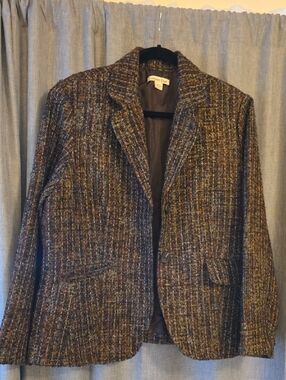 Coldwater Creek Brown Multicolor Tweed Two Button Blazer